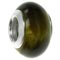 Sterling Silver Tiger Eye Bead for European Charm Bracelets 12.5mm