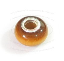 Sterling Silver Tiger Eye Bead for European Charm Bracelets 12.5mm