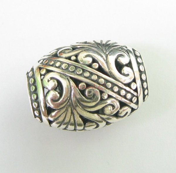 1x Sterling Silver Bali Flower Focal bead 24mm Stamped