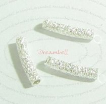 10 x Sterling Silver Stardust Curve Round Tube Bead 2mm x 10mm