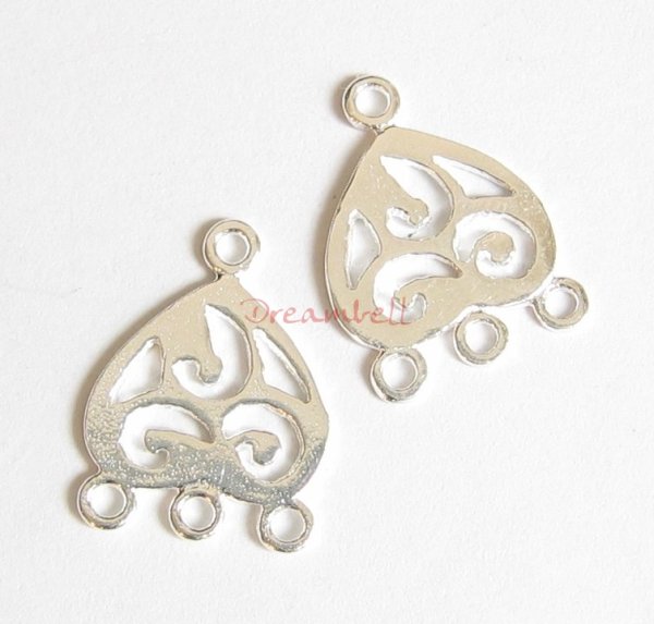2x Sterling SILVER Heart Chandelier Earring Wire Connector