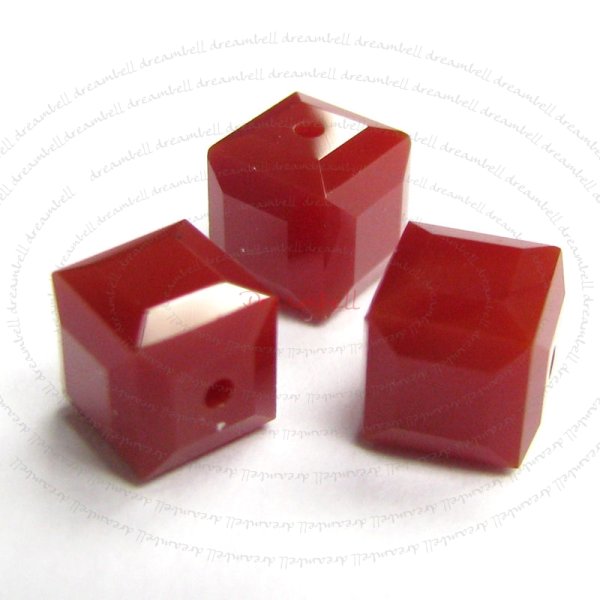 4x Swarovski Elements Crystal 5601 Dark RED Coral Cube Bead 6mm