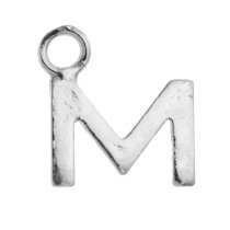 1x Sterling Silver Initial Letter M Charm Dangle Bead