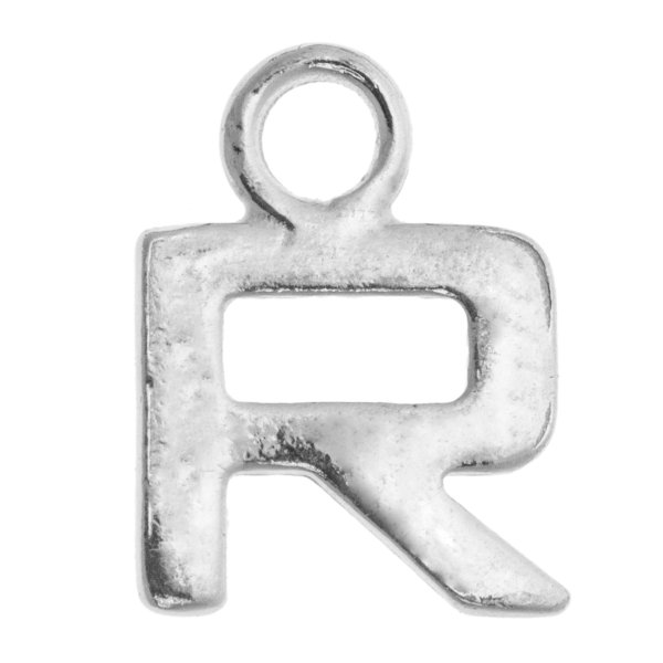1x Sterling Silver Letter Initial R Charm Dangle Bead