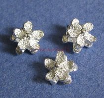 4x 925 Sterling Silver Flower spacer beads