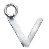 1x Sterling Silver Letter Initial V Charm Dangle Bead