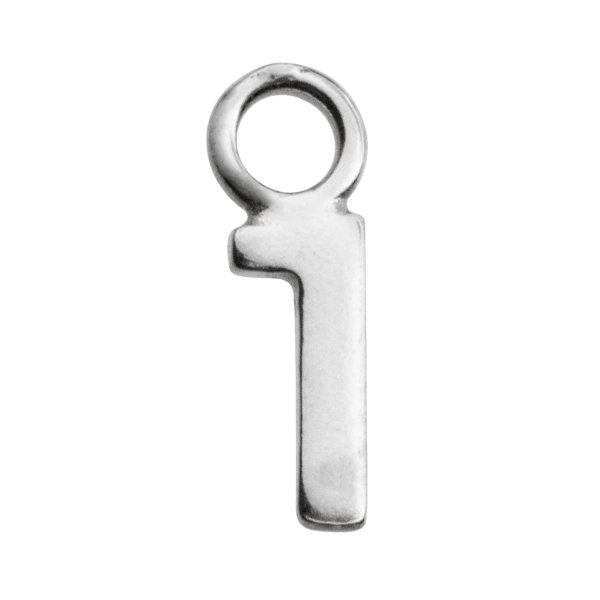 1x Sterling Silver Number 1 Charm Dangle Bead