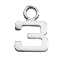 1x Sterling Silver Number 3 Charm Dangle Bead