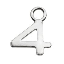 1x Sterling Silver NUMBER 4 Charm Dangle Bead
