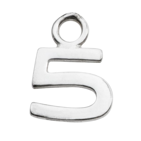 1x Sterling Silver NUMBER 5 Charm Dangle Bead