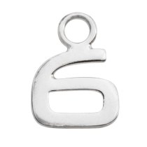 1x Sterling Silver Number 6 Charm Dangle Bead