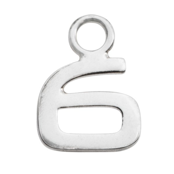 1x Sterling Silver Number 6 Charm Dangle Bead