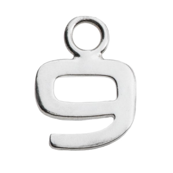 1x Sterling Silver NUMBER 9 Charm Dangle Bead