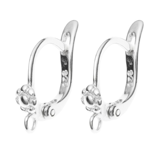 2x STR SILVER LEVERBACK Daisy Flower lever back EAR wire