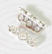 2 Sterling Silver 3 Strand Cz Crystal Bead Spacer 12.8mm