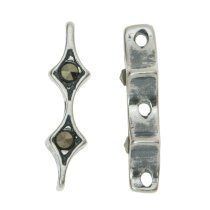 2 Sterling Silver 3 Strand MARCASITE Bead Spacer 12.8mm