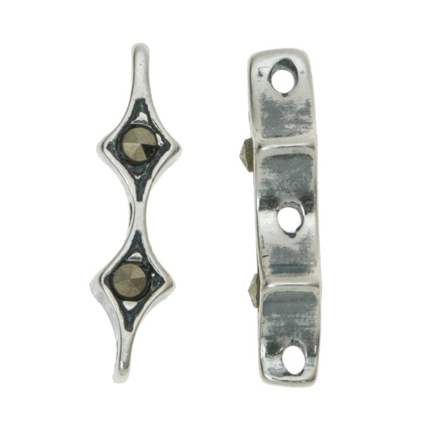 2 Sterling Silver 3 Strand MARCASITE Bead Spacer 12.8mm