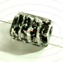 4x Rectangular Lampwork Glass Focal bead 16mm