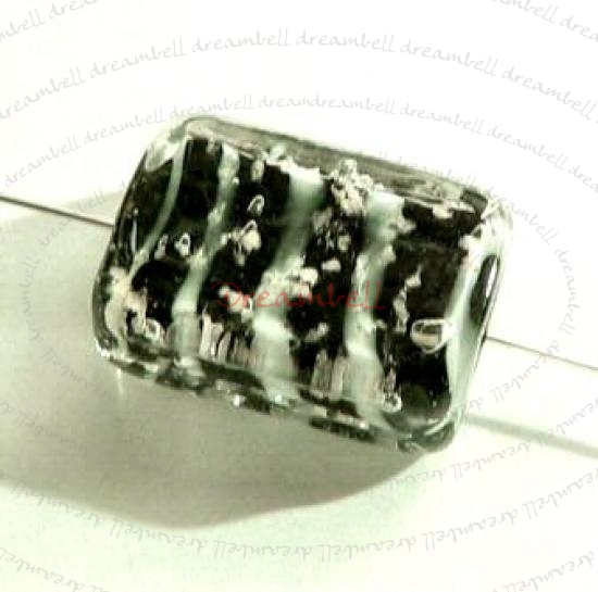 4x Rectangular Lampwork Glass Focal bead 16mm