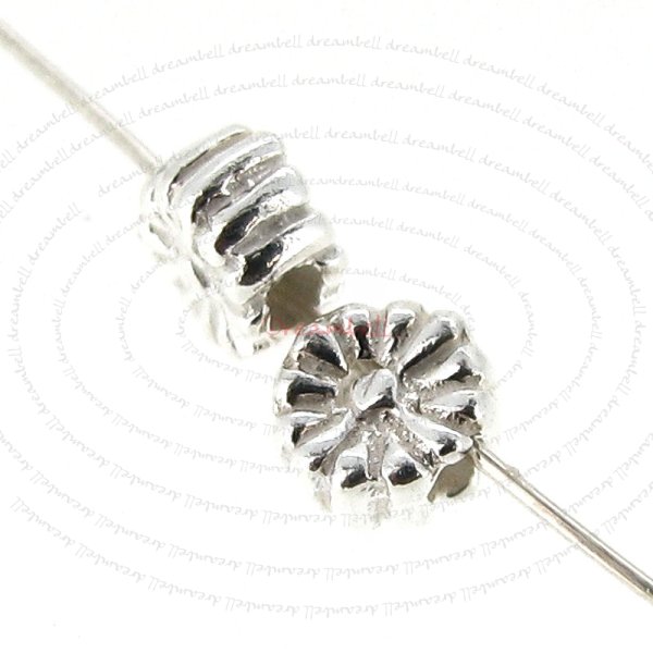 4 STERLING SILVER Round Flower BEAD SPACER 4mm