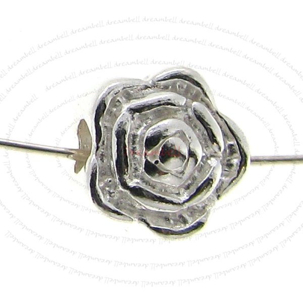 4 STERLING SILVER Round Rose BEAD SPACER 6mm x3.5mm