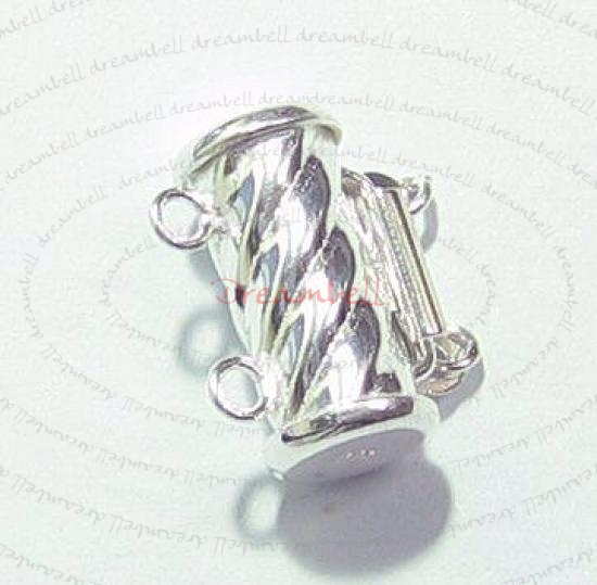 1x Sterling Silver 2 Strand tube Pearl Box Clasp
