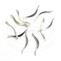10 STERLING SILVER CURVED CONNECTOR BEADS 11mm
