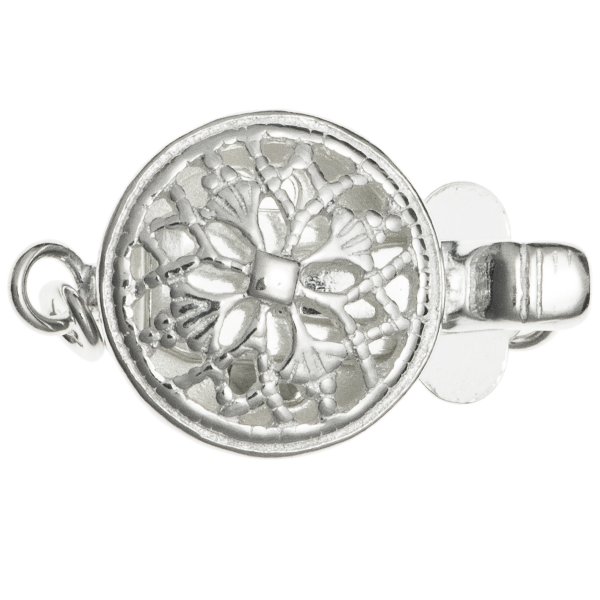 Classic Filigree Pearl Box Clasp | 10mm Sterling Silver | 1-Strand Clasp
