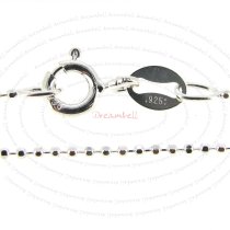 1x Sterling silver faceted round Ball Chain Necklace 1mm w/ spring ring 16″