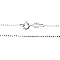 1x Sterling silver faceted round Ball Chain Necklace 1mm w/ spring ring 16"
