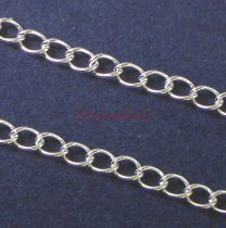 12″ x Sterling Silver Oval Diamond CABLE Link Chain bead 3.6mmx2.4mm