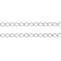 12" x Sterling Silver Oval Diamond CABLE Link Chain bead 3.6mmx2.4mm