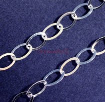 12″ x Sterling Silver BRLL OVAL Link FLAT ROLO Chain bead 7.4mmx5mm