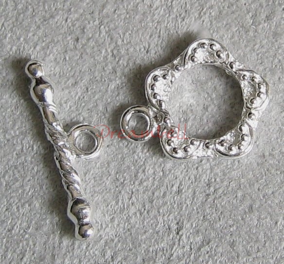 1x Sterling Silver Flower Toggle clasp 12mm 925