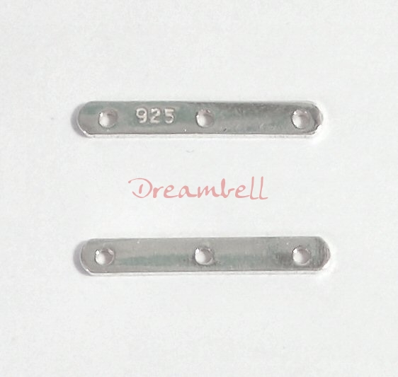 6x Sterling Silver 3-hole spacer bars bead 925 stamped 15mm