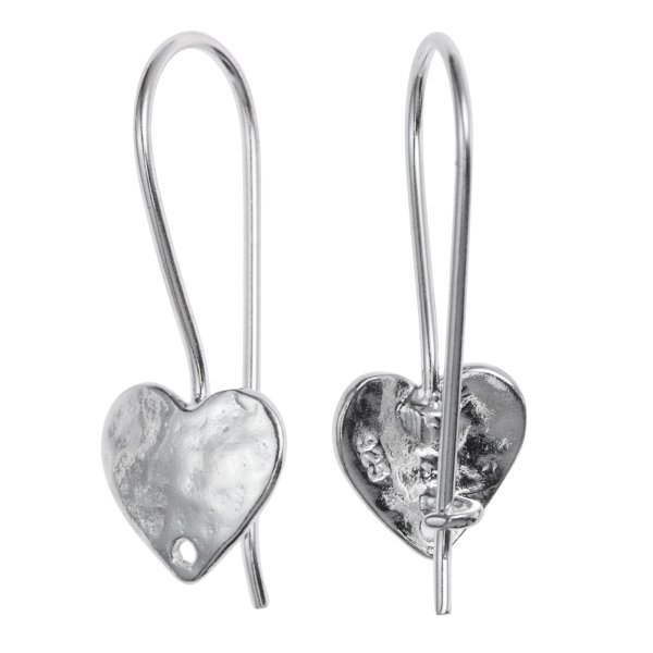 2x Sterling SILVER SWEET HEART HOOP Earwires Dangle