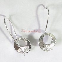 2x Sterling SILVER Ear wire ROUND Chandelier HOOP Earwires