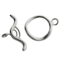 1x 925 Sterling Silver Oval Ring Flower Leaf Toggle Clasp Connector 13mm