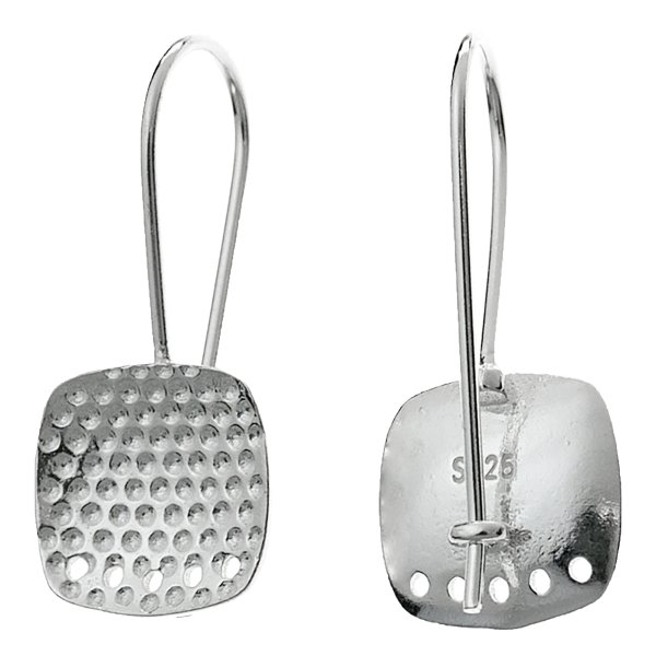 2x Sterling Silver Square Hoop Earwires Chandelier Earring Connector