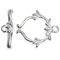1x Bright Sterling Silver Flower Toggle Clasp (Heavy)
