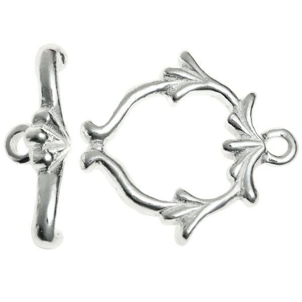 1x Bright Sterling Silver Flower Toggle Clasp (Heavy)