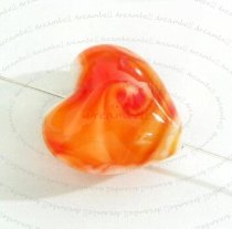 4x HEART Lampwork Glass Focal bead Siam Red 15mm