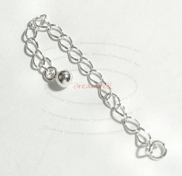 2x STERLING SILVER Bead Chain Extender w/ 4mm DOT BALL 2"