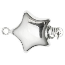1x Sterling Silver Puff Litte Star Pearl Box Clasp 1-strand 13mm