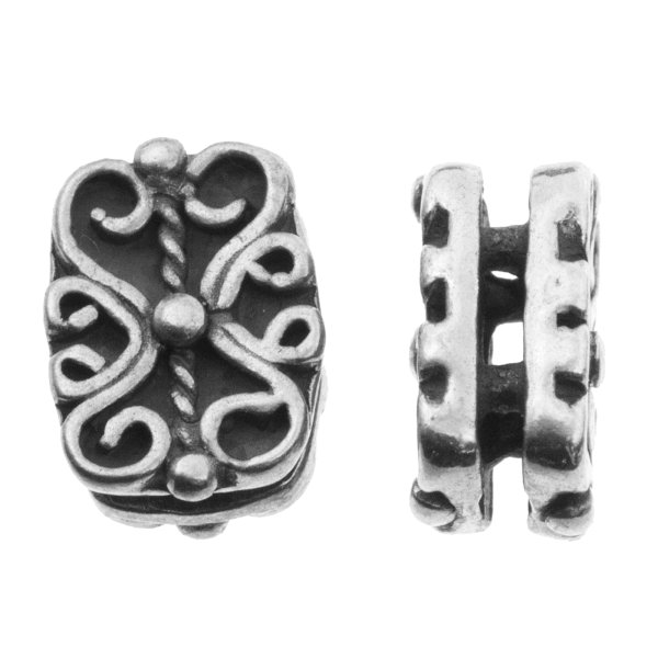 2x Bali Sterling Silver BOX Spacer connector bead 8.5mm