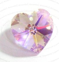 4 Swarovski Crystal Heart Charm pendant Light Amethyst AB 10mm 6202