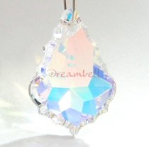 1x Swarovski Elements Crystal 6091 Baroque Pendant Clear AB 28mm