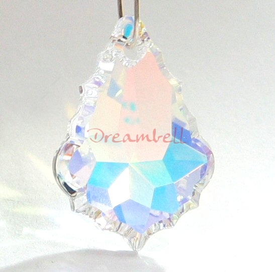 1x Swarovski Elements Crystal 6091 Baroque Pendant Clear AB 28mm