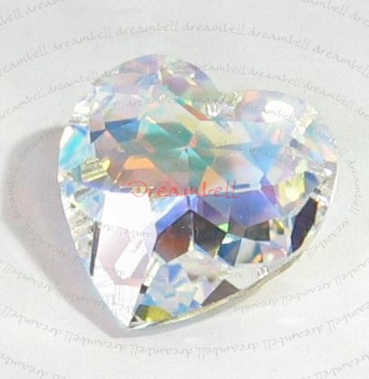 1x SWAROVSKI 6215 CLEAR AB HEART CRYSTAL PENDANT 18mm