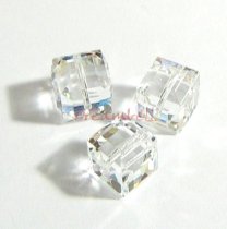 2x Swarovski Elements Crystal 5601 Clear Cube Bead 8mm